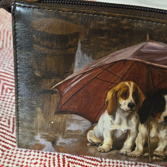 ICON Los Angeles Leather Bag “Umbrella Dogs” Basset Spaniel Puppies Art Purse - Picture 5 of 16